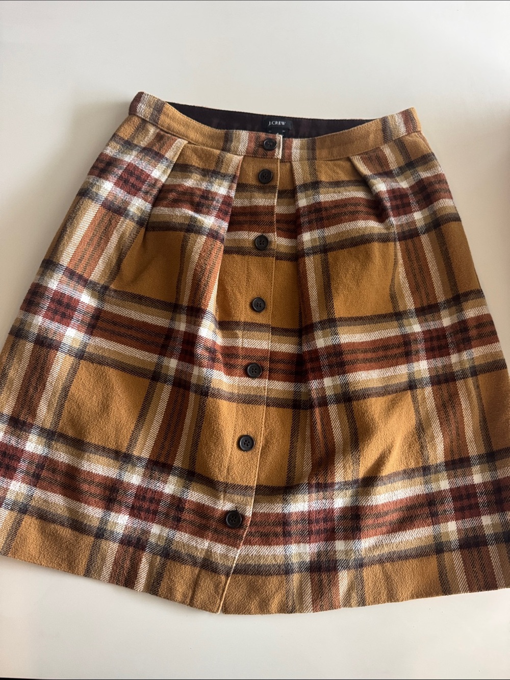 J. Crew Brown and Tan Plaid Cotton Skirt
